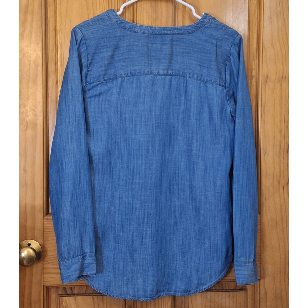 Talbots Shirt Women XS 100% Tencel Chambray BohoChic Coastal Cowgirl Lightweight - Picture 3 of 7